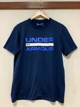 へ1389 UNDER ARMOUR アンダーアーマー メッシュTシャツ 半袖Tシャツ MD ネイビー ドライ 速乾 ヒートギア_画像1