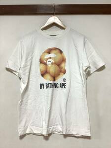 ひ1308 A BATHING APE エイプ 半袖Tシャツ M フルーツT みかん ストリート ホワイト エイプフェイス 日本製 オールド