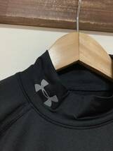 へ1341 UNDER ARMOUR アンダーアーマー 半袖コンプレッションシャツ アンダーシャツ インナーシャツ MD ブラック ヒートギア ハイネック _画像3