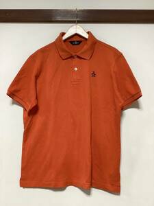 he1383 Munsingwear Munsingwear wear polo-shirt with short sleeves deer. .3L orange Golf wear one Point Logo 