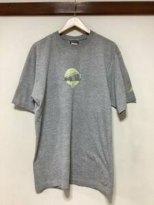 へ1386 adidas アディダス プリントTシャツ 半袖Tシャツ スパイクプリント L グレー トルコ製 古着