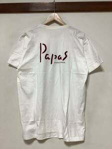 ほ1386 Papas パパス 半袖Tシャツ プリントTシャツ S ホワイト クルーネック 