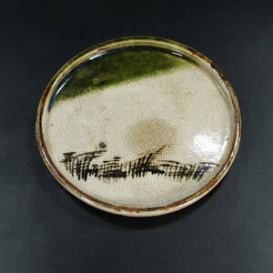  Edo era / Seto green . iron . oil plate * Hamamatsu ~( place ./. under . three collection ) <240507004>