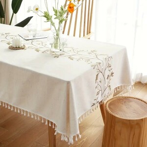 linen скатерть, пыленепроницаемый высококлассный вышивка стол покрытие 