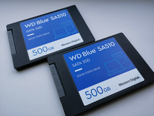 2個まとめて!! Western Digital WD Blue SA510 WDS500G3B0A 500GB 2.5インチ SSD SATA 6Gb/s 7mm 使用時間少ない