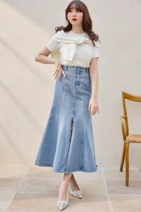 Mermaid Slit Denim Skirt