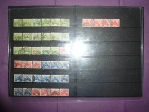 使用済　風景切手　２銭　第１次（平面版）にぶ緑　他　４０枚