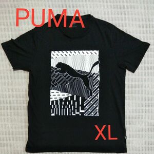 美品　PUMA　プリント　黒Tシャツ　XL