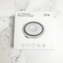 【強磁力】マグセーフ充電器 iPhone Magsafe 3in1 磁気ワイヤレス充電器 マグネット Apple Watch AirPods リング付き 新品 未使用_画像10