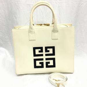 GIVENCHY ジバンシー ジバンシィ ハンドバッグ トートバッグ レザー 4Gロゴ ホワイト×ブラック 