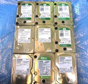 ジャンク ３TB×３ ２TB×5 １TB×１ HDDセット　まとめて　東芝　WD　