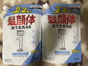 メンズビオレ ONE オールインワン全身洗浄料 フルーティーサボンの香り 大容量詰替 750mlｘ2個 