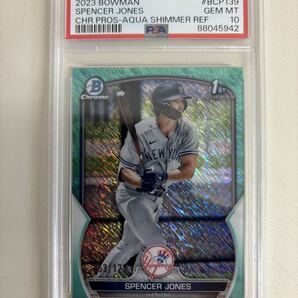 BOWMAN PSA10 2023 BOWMAN CHROME 1st Base AQUA SHIMMER /125 SPENCER JONES YANKEESの画像1