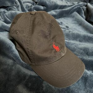 ラルフローレン ポロ POLO Ralph Lauren ワンポイント ポニー ウォッシュ加工 キャップ 帽子　used ブラック