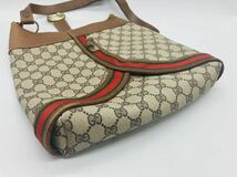 5R1 必見! GUCCI グッチ オールドグッチ シェリーライン ショルダーバッグ PVC×レザー ブラウン系 ジャンク品 現状品 !_画像5