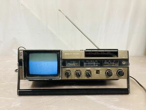 4e45 必見！ SONY FX-402A テレビ ラジオ カセットレコーダー 1978 Portable TV Radio Cassette Recorder 通電確認済み ジャンク品