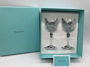 2m10 worth seeing! Tiffany&Co Tiffany flow let wine glass 2 customer set pair crystal glass TIFFANYpe Agras unused storage goods!