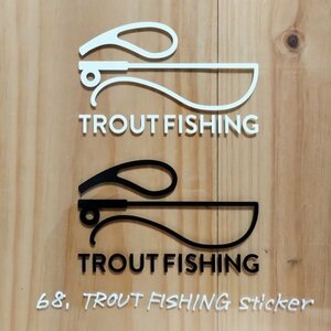 TROUTFISHINGsticker【白／Sサイズ】★釣り 渓流 トラウト フライフィッシング アウトドア ステッカー