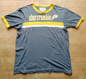 ★即決★Abercrombie&Fitch/アバクロンビー＆フィッチ・プリントリンガーTee★Navy・ネービー系★USAボーイズサイズXL★中古・アメカジ★ 