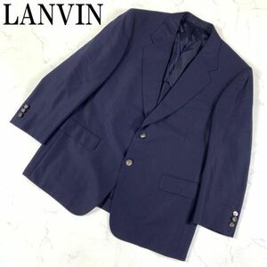 LA1600 ランバン テーラードジャケットLANVIN 装飾ボタン 半裏仕立て ウール ネーム刺入り 紺ネイビー ウール ST46‐54