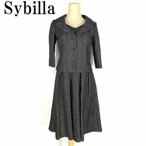 LA1607 Sybilla выставить костюм чёрный черный Jaguar doSybilla верх и низ в комплекте tailored jacket длинный One-piece формальный M