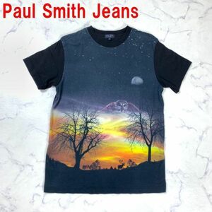 A2846 ポールスミスジーンズ 半袖Tシャツ 綿 デザイン Paul Smith JEANS コットン ブラック ネイビー 黒 紺 M