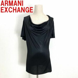 A2905 アルマーニエクスチェンジ 半袖Tシャツ ARMANI EXCHANGE 艶 光沢 ストレッチ素材 ブラック カットソー 黒 M