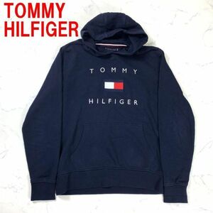 A2930 トミーヒルフィガー フード付きパーカー TOMMY HILFIGER コットン ネイビー 綿 刺繍 紺 L