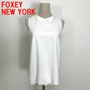 A3016 フォクシーニューヨーク ノースリーブブラウス カットソー FOXEY NEW YORK ホワイト 白 38