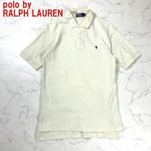 A3037 ポロバイラルフローレン 半袖ポロシャツ 綿 polo by RALPH LAUREN コットン ワンポイント刺 白 ホワイト アイボリー L