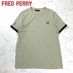 A3043 フレッドペリー 半袖Tシャツ 綿 FRED PERRY コットン ワンポイント刺 ベージュ L