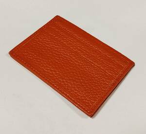 カードケース パスケース 本革 レザー カラー　オレンジ　名刺入れ　定期入れ　薄型　