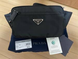 ★PRADA プラダ ボディバッグ ショルダーバッグ ウエストポーチ メンズ ブラック 2VL977 V WOO 2DMG F0002 正規ギャランティー付 美中古★