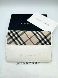  не использовался товар Burberry чехол для проездного билета белый проверка кожа мужской женский футляр для карточек футляр для визитных карточек чехол для пропуска 