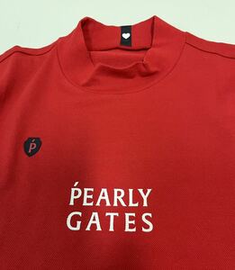 PEARLY GATES パーリーゲイツ　半袖モックネックシャツ　レッド　サイズ4