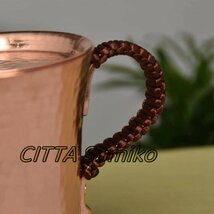 極上品純銅製 マグカップ ビールグラス ふた付きの手で厚くしたハンマーカップ 銅の水カップ 350ml_画像3