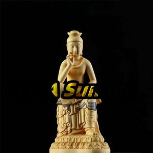 極上品◆弥勒菩薩 仏像 置物 天然木 彫刻 檜木 オブジェ 東洋彫刻 彫刻 美術品 工芸品