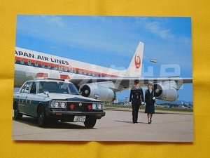  Aichi prefecture police patrol car police .JAL DC-8 postcard picture postcard picture postcard Postcard airplane Nagoya airport Japan Air Lines 