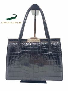 ●超美品●超高級●crocodile●クロコダイル●ブランド●ブラック●ハンドバッグ●バッグ●本革●メンズ●レディース●お洒落●GA034