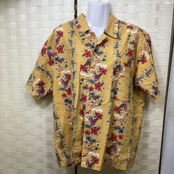 アロハシャツ　半袖　LL 日本製　ハイビスカス　これからの季節に　k141
