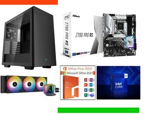 ★最新14世代 Core i9 14900K-14700Kより高性能/水冷/最新700シリーズマザーボード Z790 WiFi/最新DDR5 16GB/750W電源/M.2SSD512GB/Office