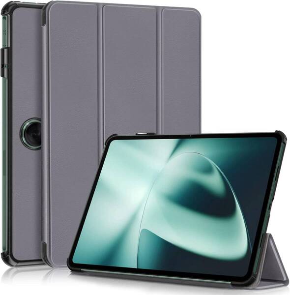 OPPO Pad 2 Oneplus Padケースカバー 手帳型 OPPO Pad 2 Oneplus Pad 11.6インチタブレット対応保護ケース 3つ折りスタンド機能付き グレー