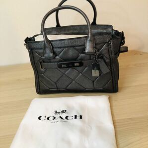 ◇ 美品 コーチ COACH ミニ スワッガー 15 2WAY ショルダーバッグ ハンドバッグ ポシェット レザー メタリックグレーの画像1