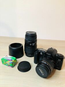 ◇ Canon キヤノン EOS Kiss Panorama フィルムカメラ SIGMA 70-300mm F4-5.6 DL MACRO セット ソフトケース付