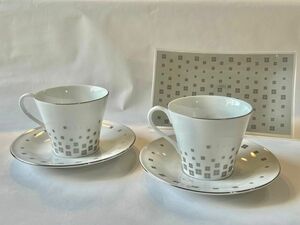GIVENCHY ジバンシー コーヒーカップ カップ ソーサー ティーカップ ペア 食器 銀ロゴ 美品 デザート皿
