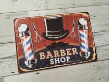 bk346 送料無料!! ブリキ看板【3枚セット】BARBER / BARBERSHOP バーバー ショップ 理容室 床屋 雑貨 レトロ 美容室 バリカン かっこいい_画像3