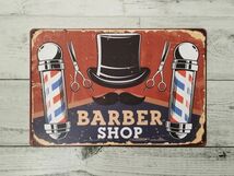 bk346 送料無料!! ブリキ看板【3枚セット】BARBER / BARBERSHOP バーバー ショップ 理容室 床屋 雑貨 レトロ 美容室 バリカン かっこいい_画像2