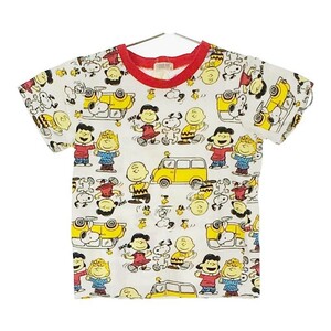 【28482】 PEANUTS ピーナッツ 半袖Tシャツ カットソー サイズ90 ホワイト スヌーピー アニメ クルーネック 男女兼用 お出かけ ベビー