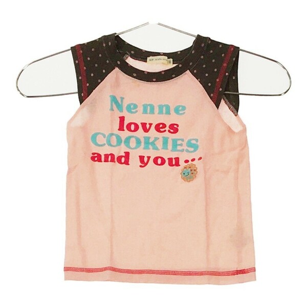 【28546】 Kids Stuff キッズスタッフ 半袖Tシャツ カットソー サイズ100 ピンク ドット フレンチスリーブ プリントTシャツ KP キッズ