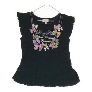 【27308】 FrenchSoda motherways フレンチソーダーマザーウェイズ Tシャツ サイズ130 ブラック チュニック 半袖 胸元プリント キッズ